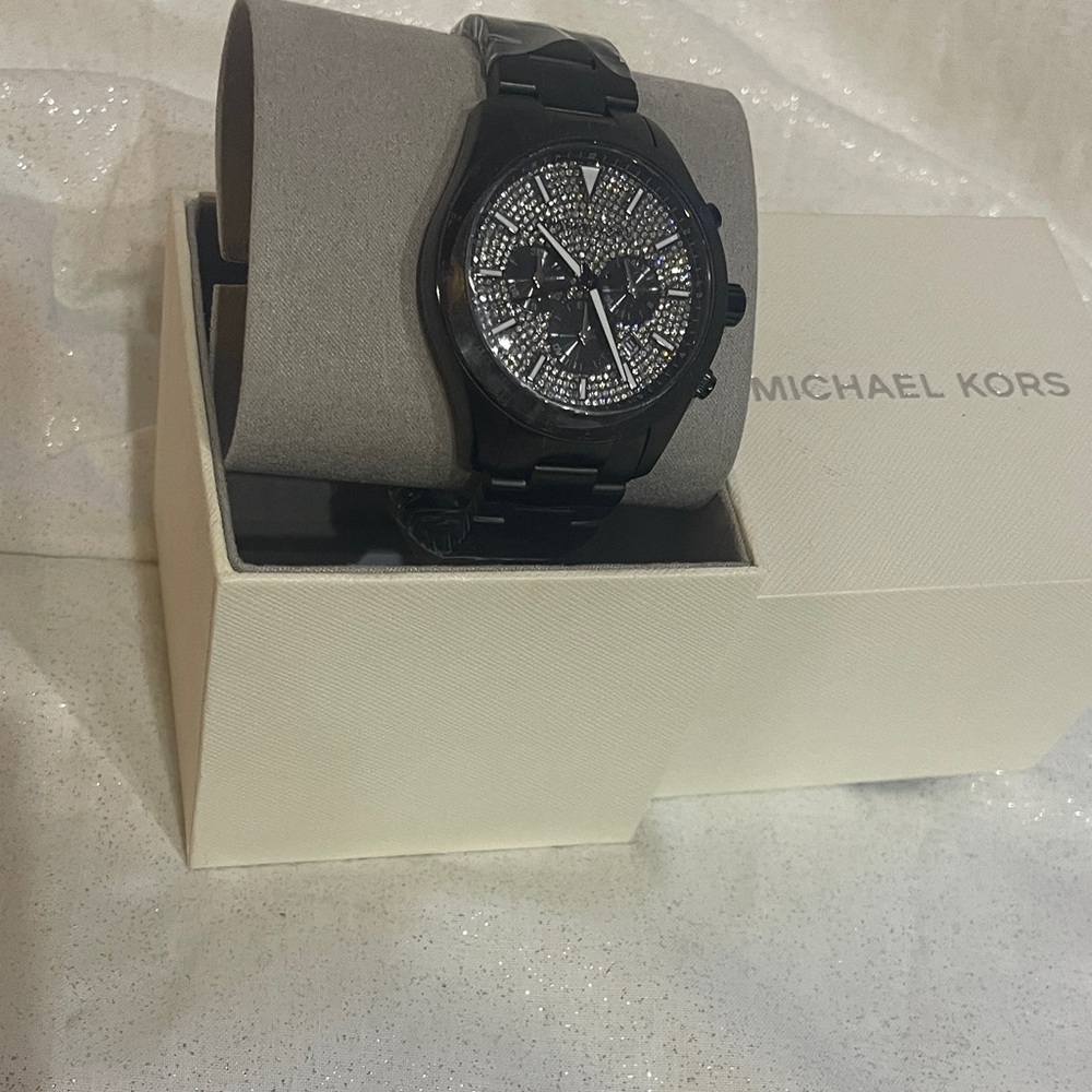 Michael Kors Layton Chronograph Quartz Black Stainless Steel Crystal Watch